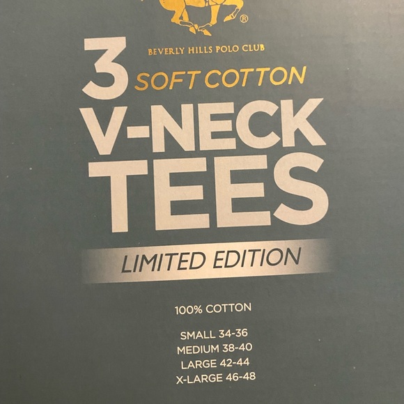 💜Beverly Hills Polo Club Men’s 3Pack V-Neck Tees - Picture 2 of 3